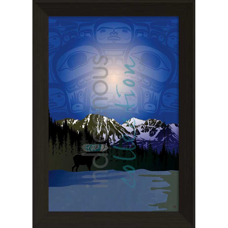 Chilly Night Scene by artist Mark Preston - Tlingit. Indigenous Collection