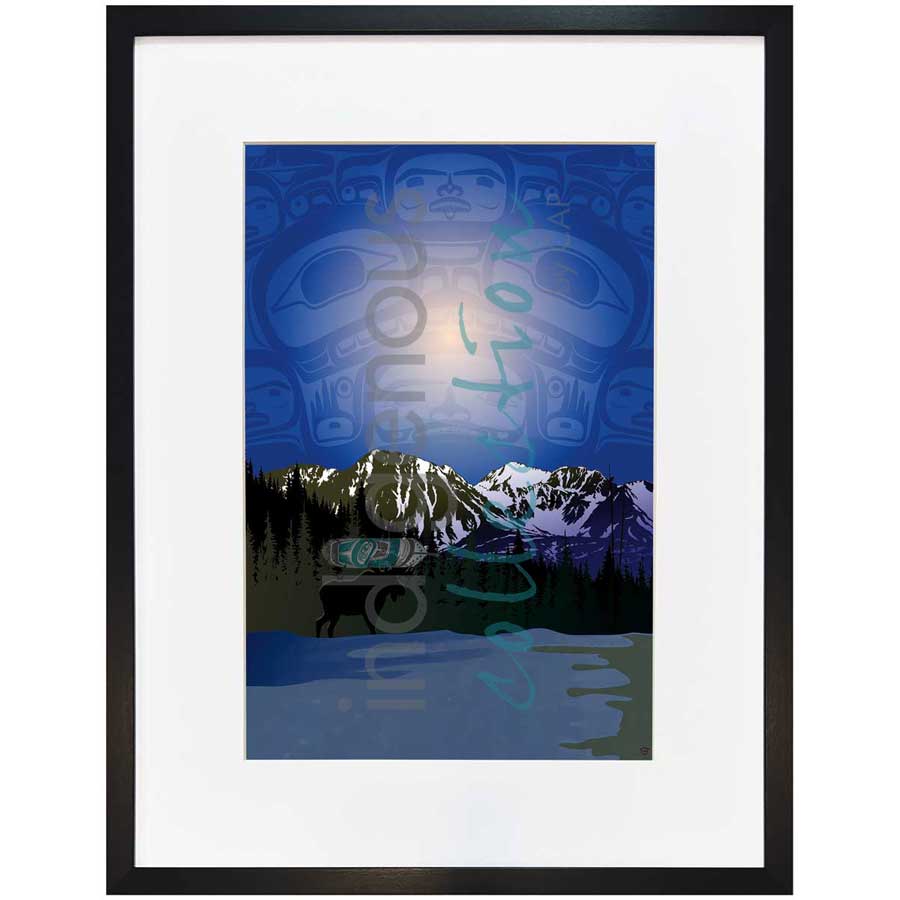 Chilly Night Scene by artist Mark Preston - Tlingit. Indigenous Collection