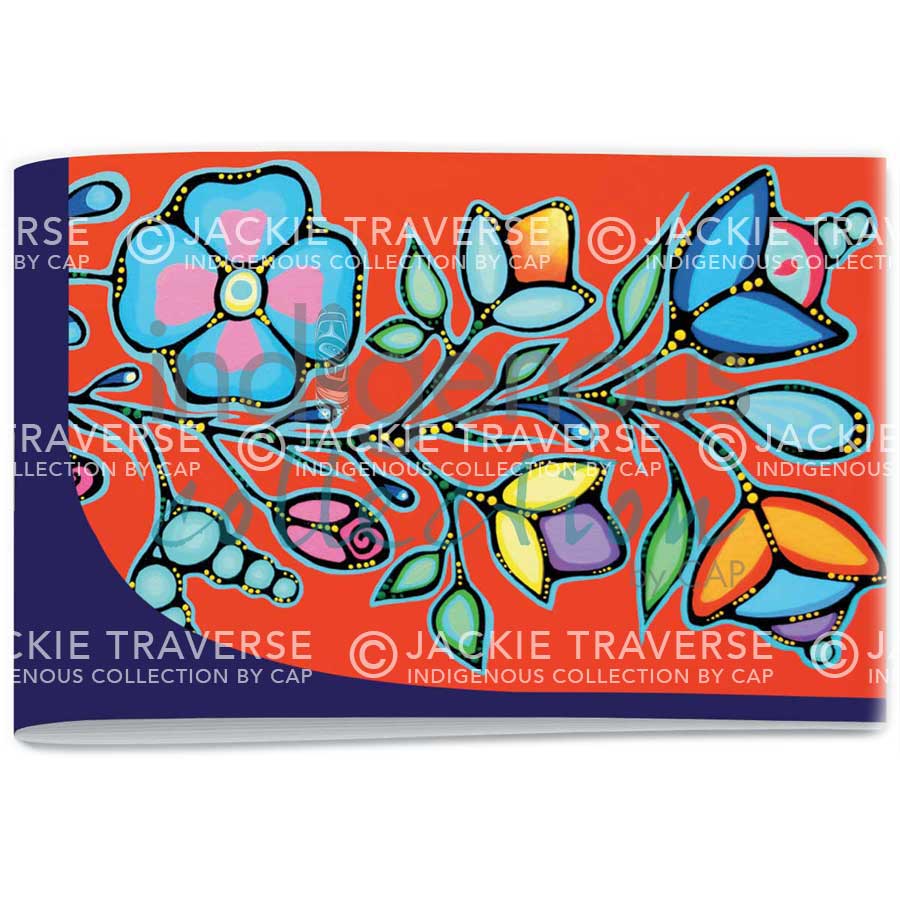 Red Ojibway Floral Signature Notebook by artist Jackie Traverse