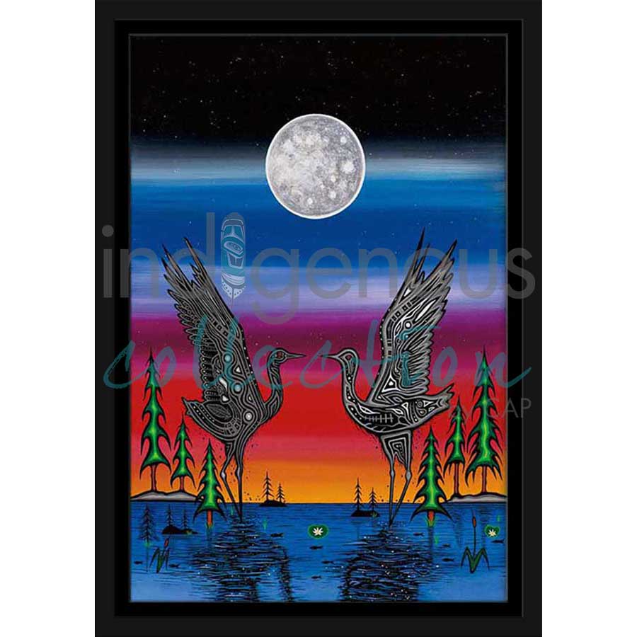 Cranes in Love by artist Jeffrey Red George - Ojibway. Indigenous Collection