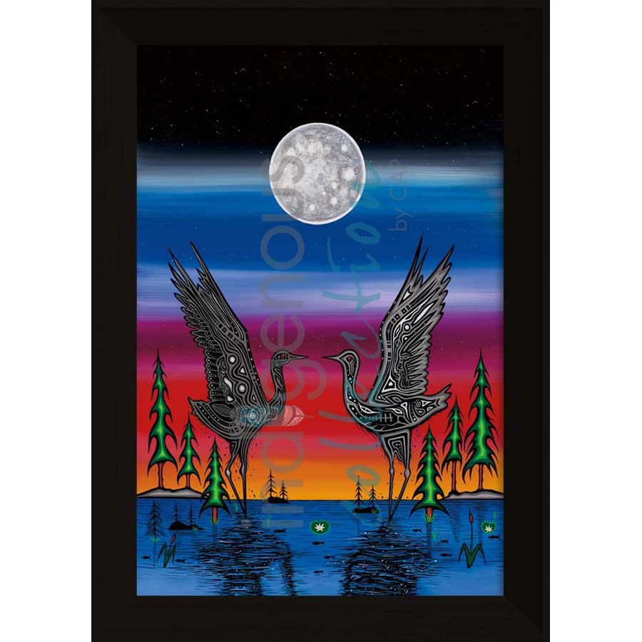 Cranes in Love by artist Jeffrey Red George - Ojibway. Indigenous Collection
