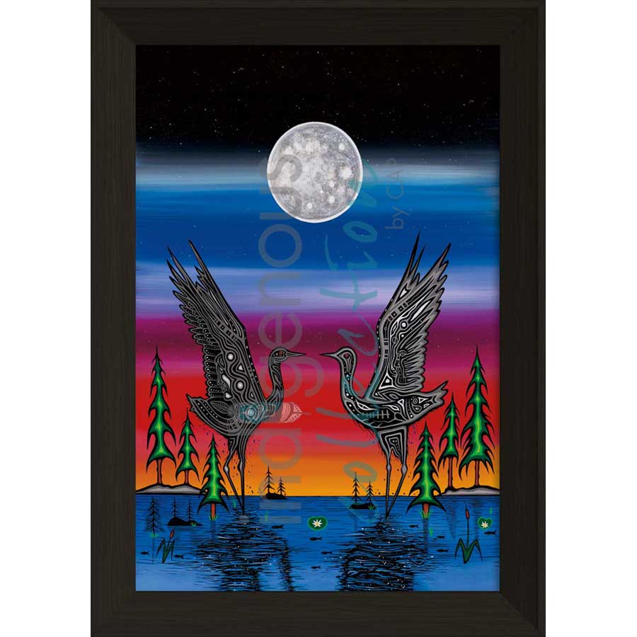 Cranes in Love by artist Jeffrey Red George - Ojibway. Indigenous Collection