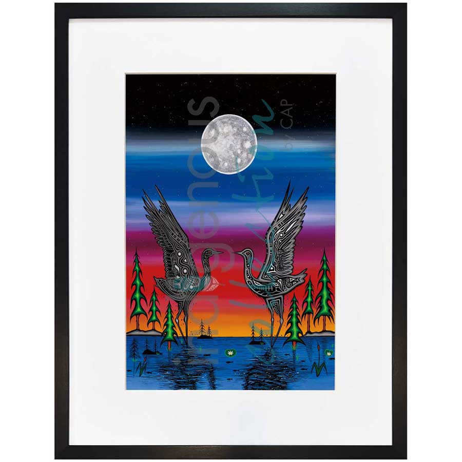 Cranes in Love by artist Jeffrey Red George - Ojibway. Indigenous Collection