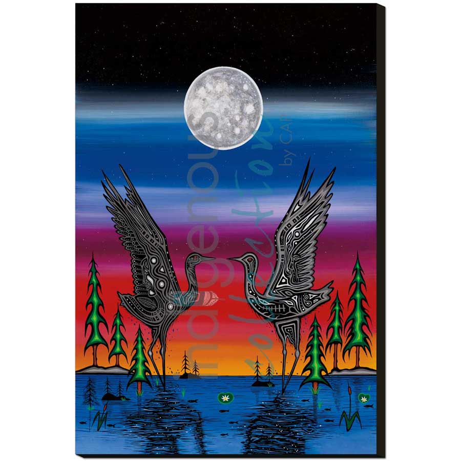 Cranes in Love by artist Jeffrey Red George - Ojibway. Indigenous Collection