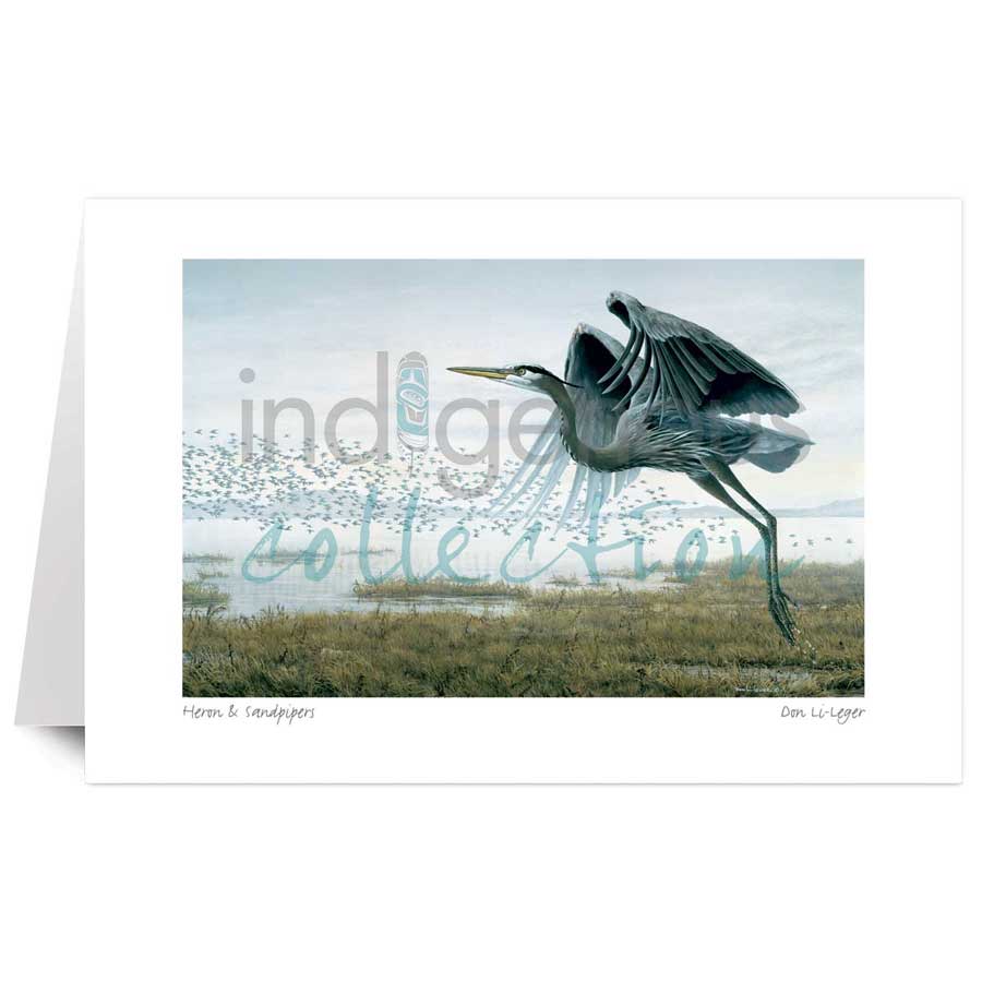 Heron & Sandpipers by artist Don Li-Leger