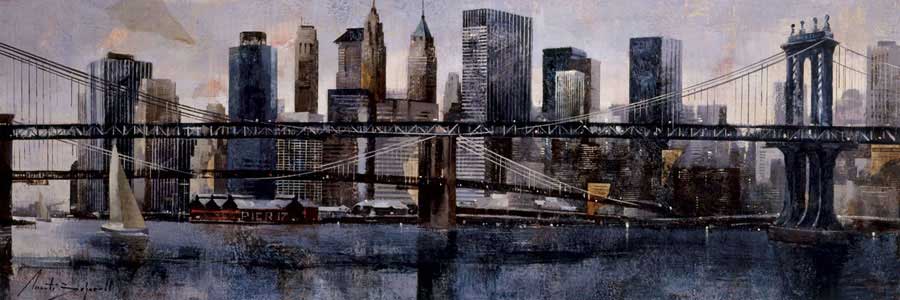 Brooklyn and Manhattan Bridges by artist  Marti Bofarull
