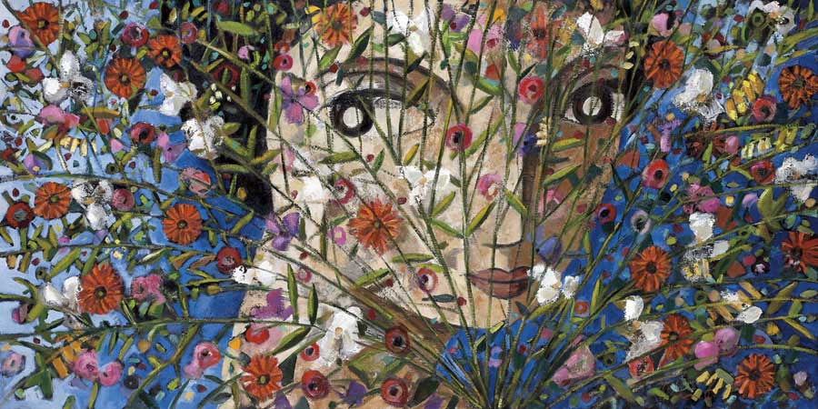 Woman and Flowers by artist  Didier Lourenco