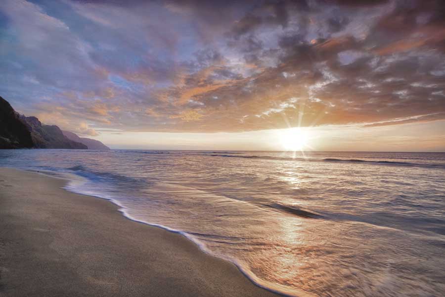 Kee Beach Sunset by artist  Dennis Frates