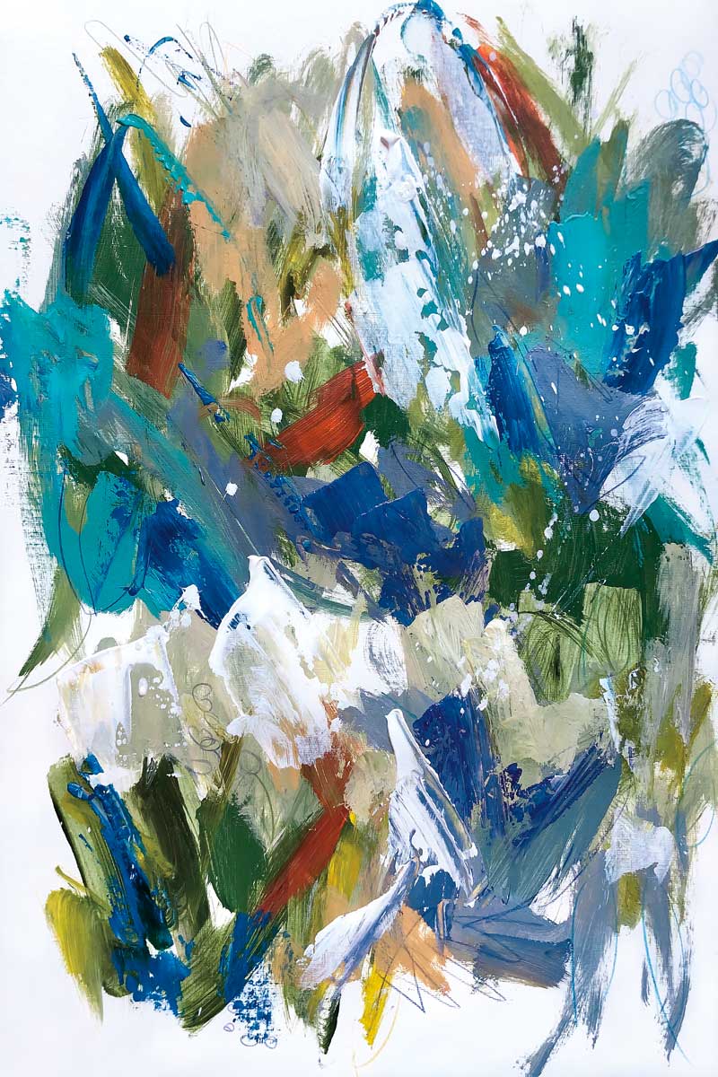 Aqua Floral Splash by artist  Emma Bell