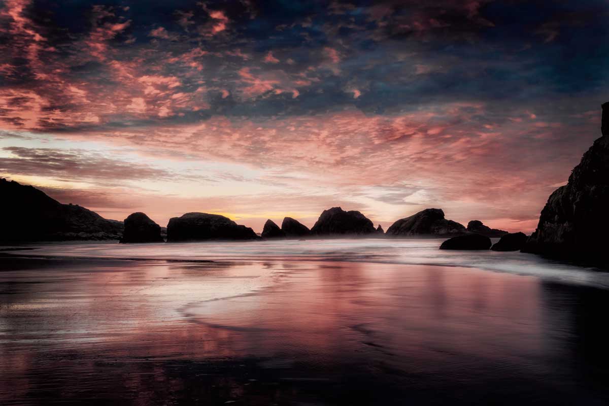 Sea Stacks by artist  D. Burt