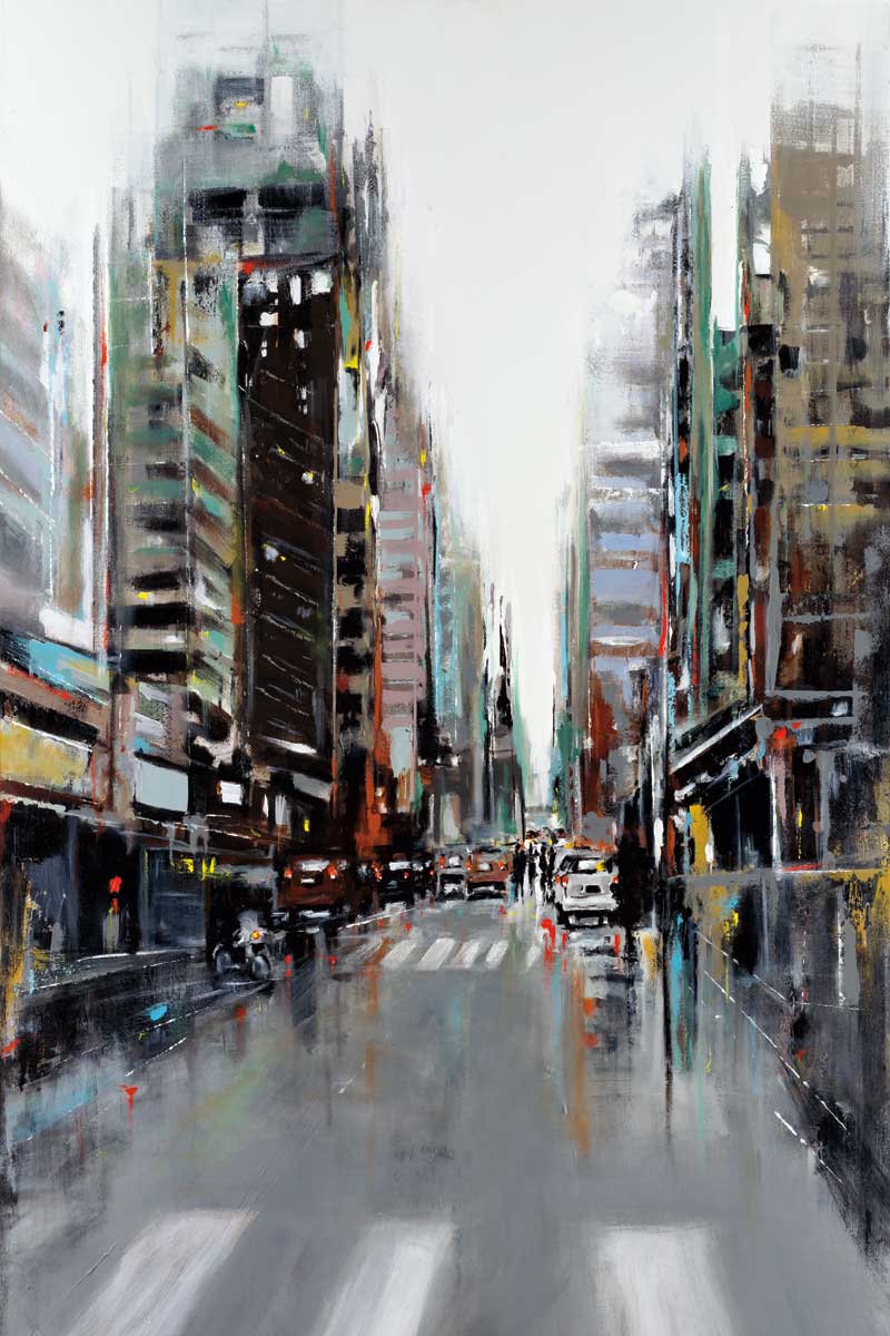 Bustling City by artist  Aziz Kadmiri