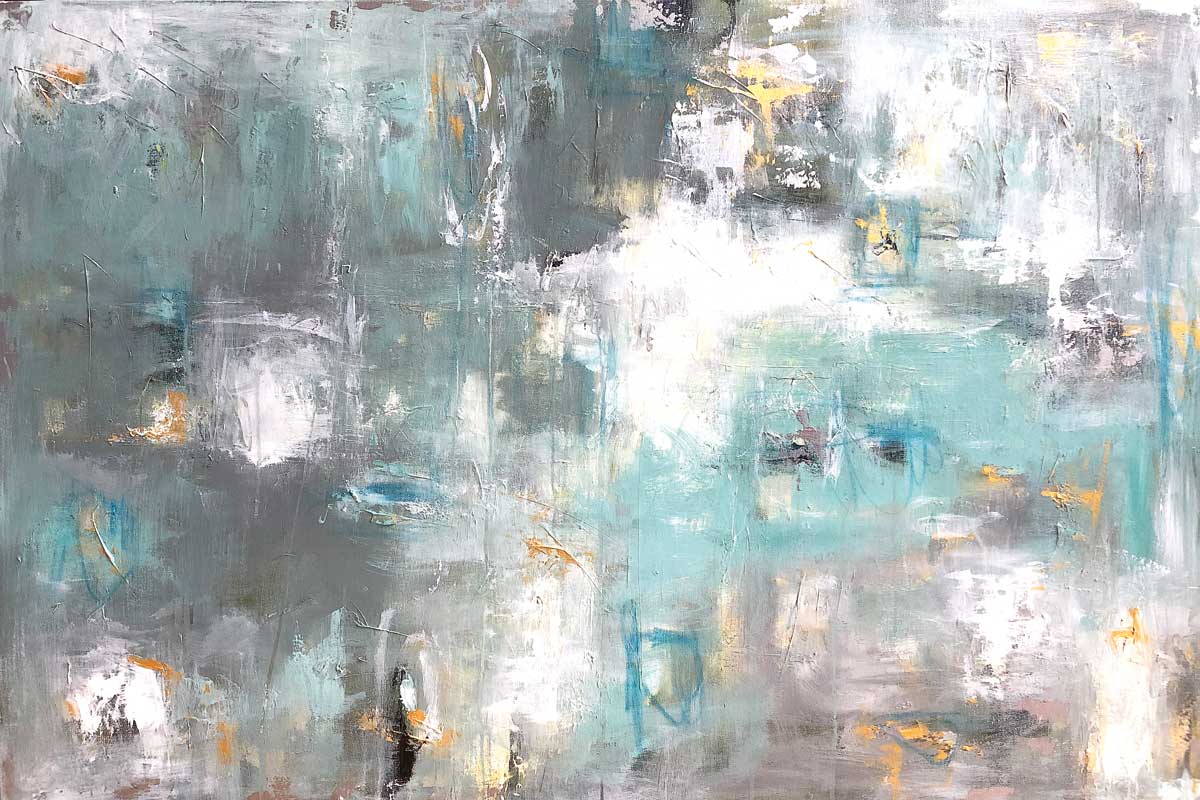 Grey Aqua Gold Illusion by artist  Emma Bell