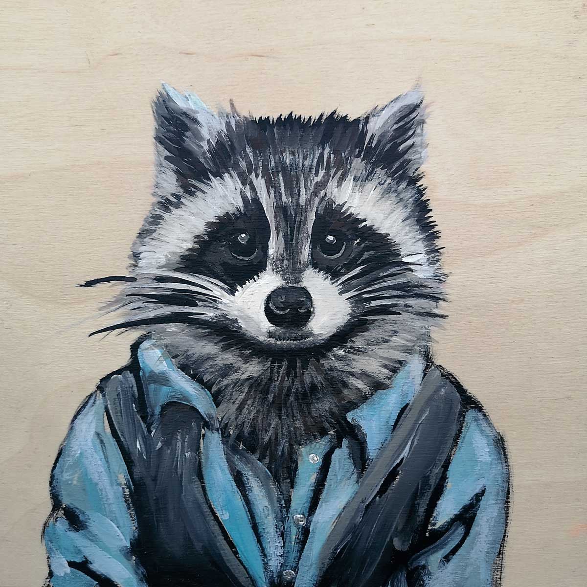 Raccoon in a Vest by artist  Wynne Parkin 