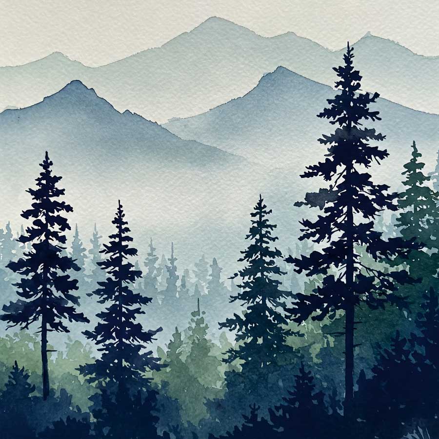 Mountain Pines II by artist Talino Angelina