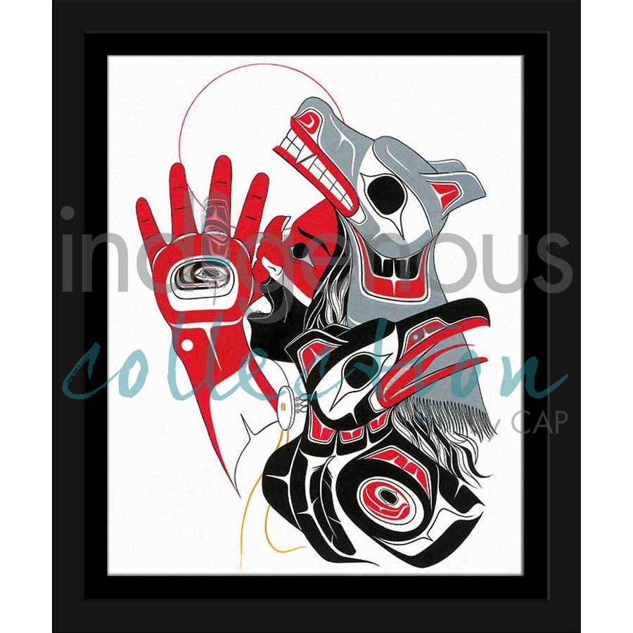 Wolf Dancer Crow Spirit by artist Richard Shorty - Northern Tutchone. Indigenous Collection