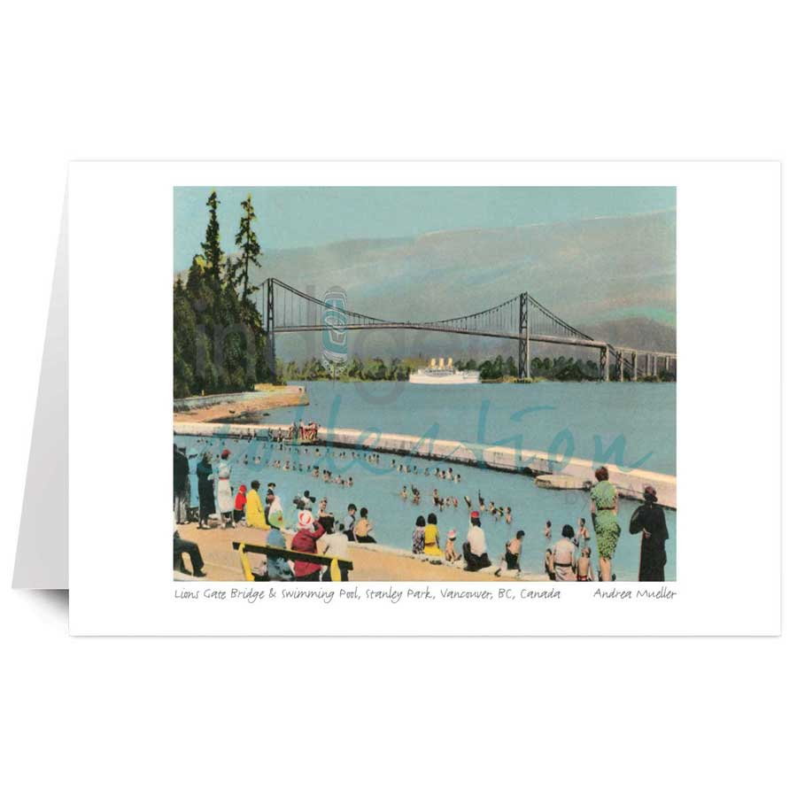 Lions Gate Bridge & Swimming Pool, Stanley Park, Vancouver, BC, Canada by artist Andrea Meuller