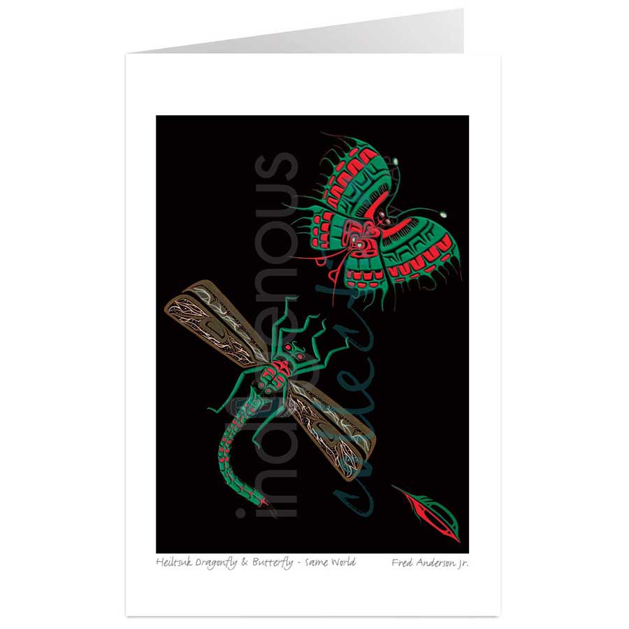 Heiltsuk Dragonfly & Butterfly ‚Äì Same World by artist Fred Anderson