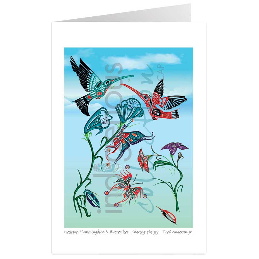 Heiltsuk Hummingbirds and Butterflies - Sharing The Joy by artist Fred Anderson