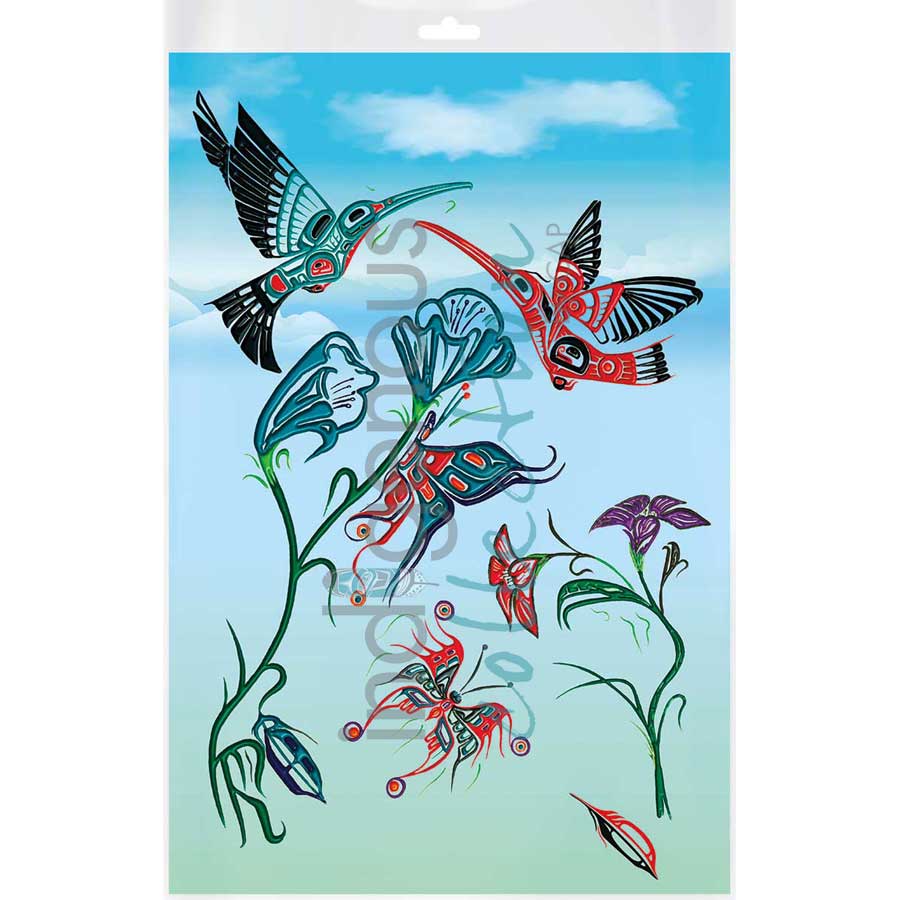 Heiltsuk Hummingbirds and Butterflies - Sharing The Joy by artist Fred Anderson - Heiltsuk/Wuikinuxv. Indigenous Collection