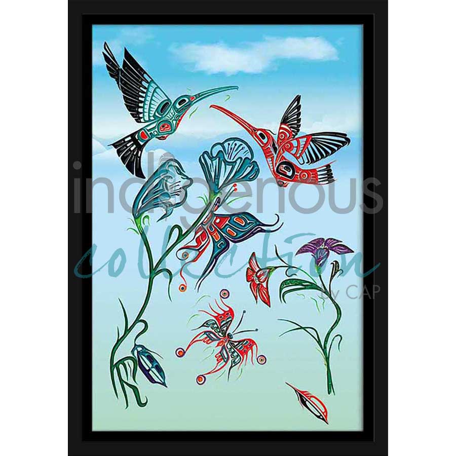 Heiltsuk Hummingbirds and Butterflies - Sharing The Joy by artist Fred Anderson - Heiltsuk/Wuikinuxv. Indigenous Collection