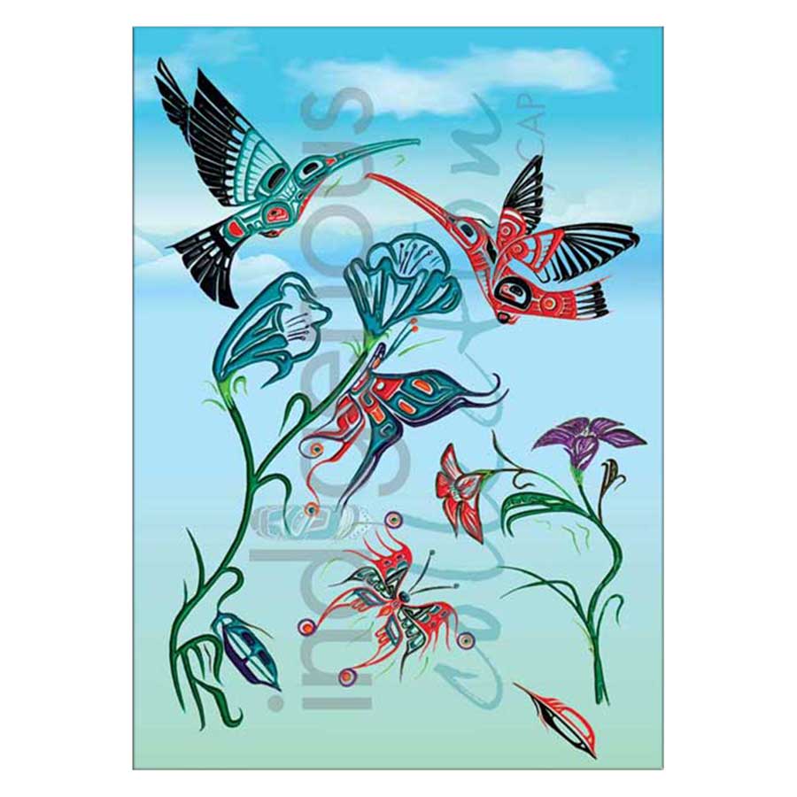 Heiltsuk Hummingbirds and Butterflies - Sharing The Joy Canvas Prints