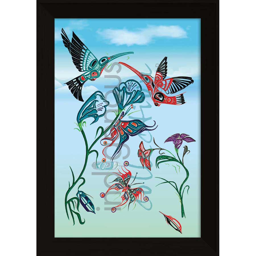 Heiltsuk Hummingbirds and Butterflies - Sharing The Joy by artist Fred Anderson - Heiltsuk/Wuikinuxv. Indigenous Collection
