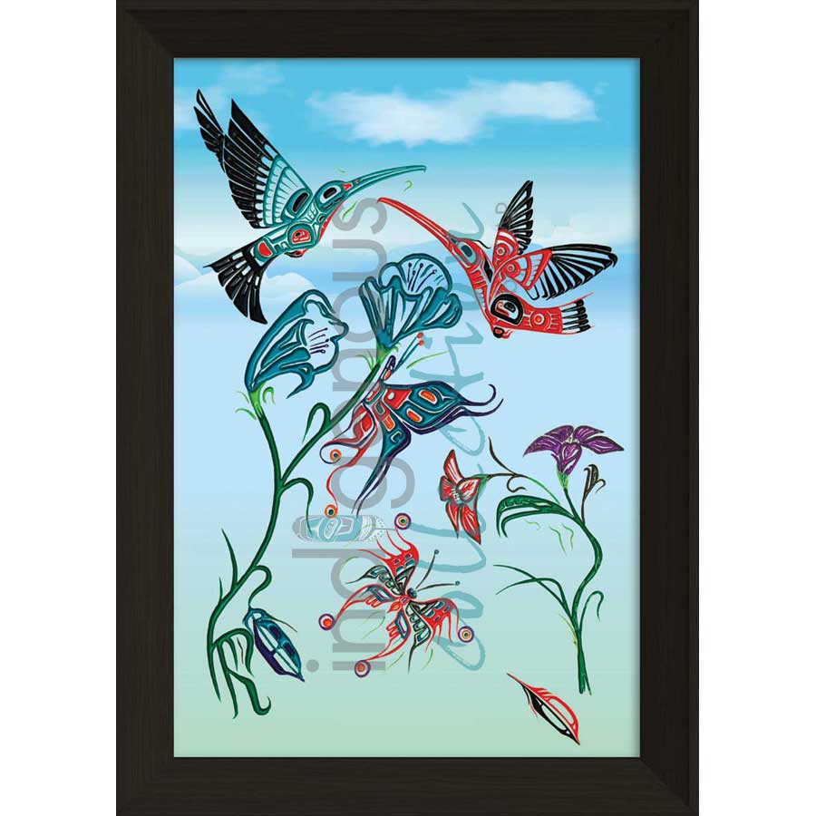 Heiltsuk Hummingbirds and Butterflies - Sharing The Joy by artist Fred Anderson - Heiltsuk/Wuikinuxv. Indigenous Collection