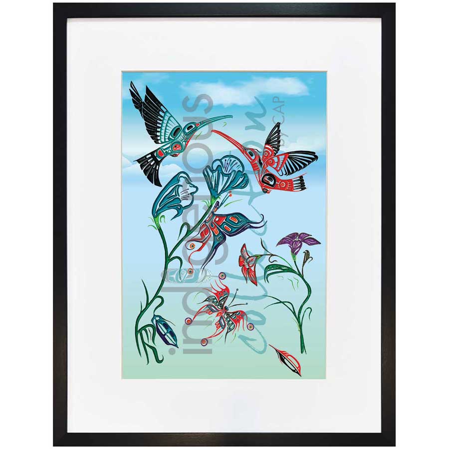 Heiltsuk Hummingbirds and Butterflies - Sharing The Joy by artist Fred Anderson - Heiltsuk/Wuikinuxv. Indigenous Collection