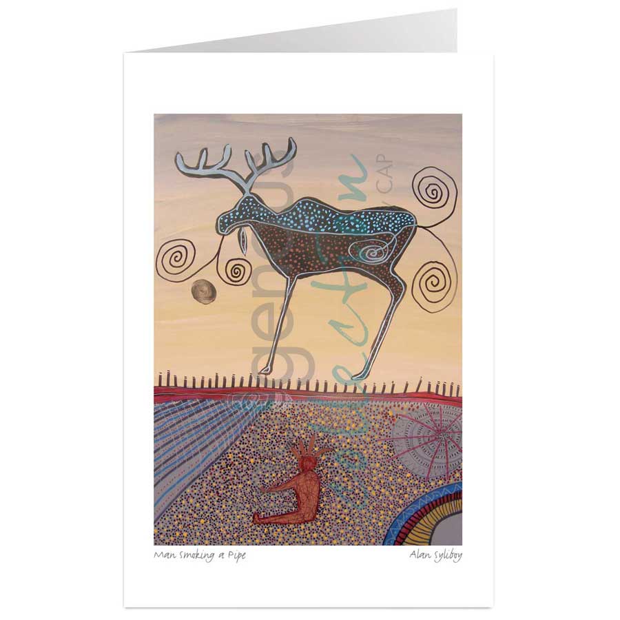 Man Smoking a Pipe by artist Alan Syliboy