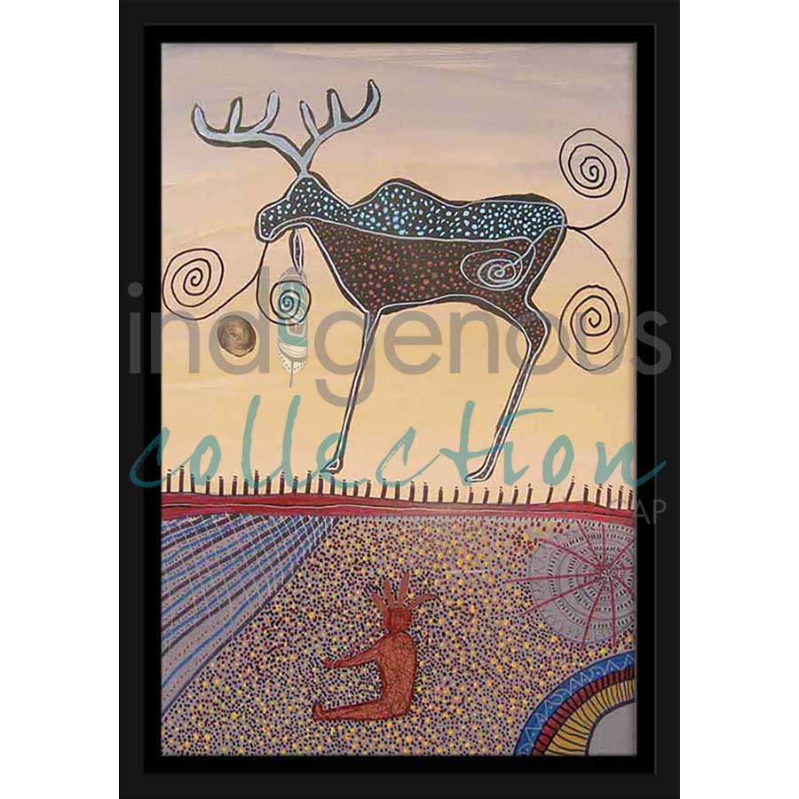 Man Smoking a Pipe by artist Alan Syliboy - Mi'kmaq. Indigenous Collection