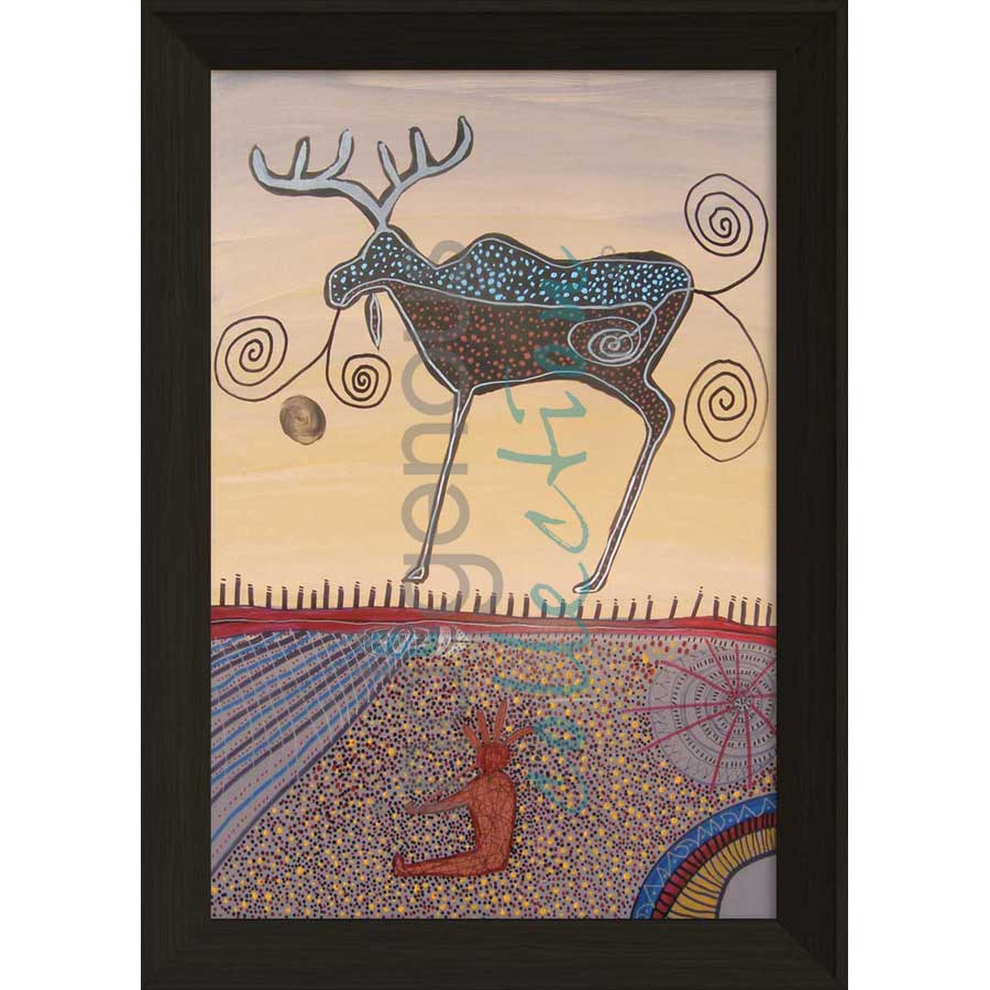 Man Smoking a Pipe by artist Alan Syliboy - Mi'kmaq. Indigenous Collection