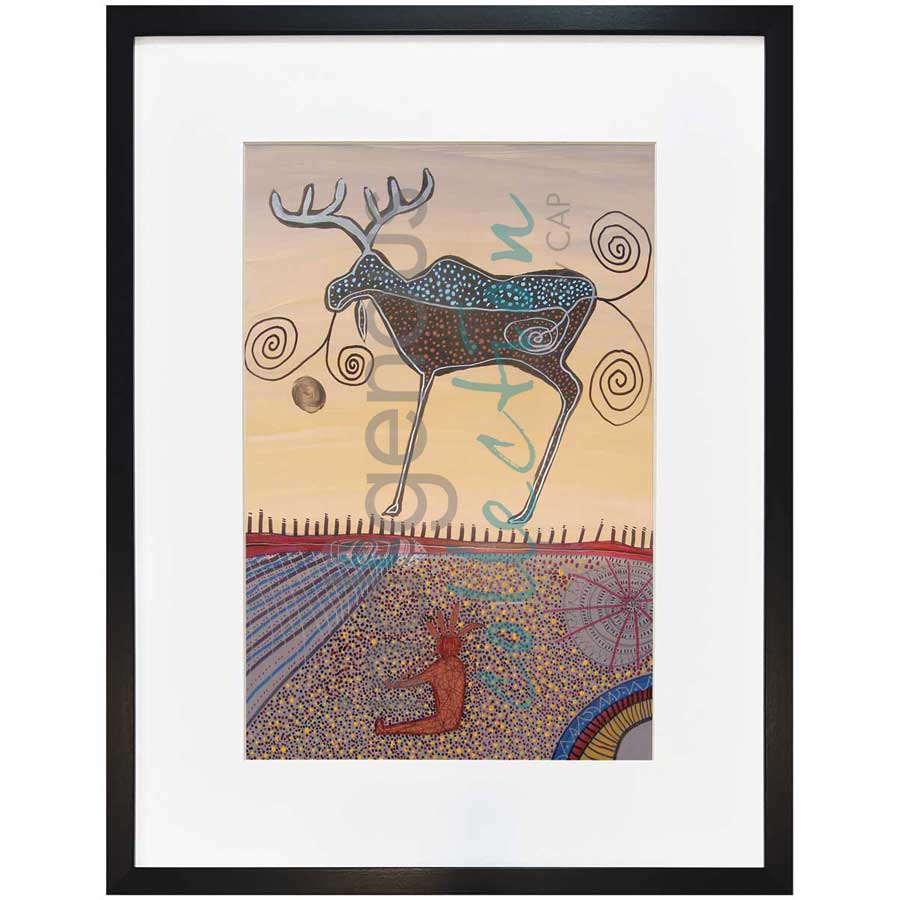 Man Smoking a Pipe by artist Alan Syliboy - Mi'kmaq. Indigenous Collection