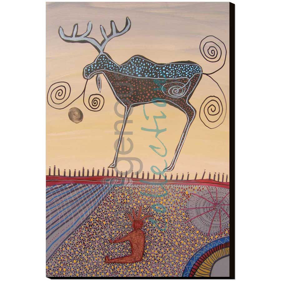 Man Smoking a Pipe by artist Alan Syliboy - Mi'kmaq. Indigenous Collection
