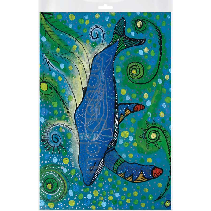 Humpback Swimming with Yellow Bubbles by artist Alan Syliboy - Mi'kmaq. Indigenous Collection