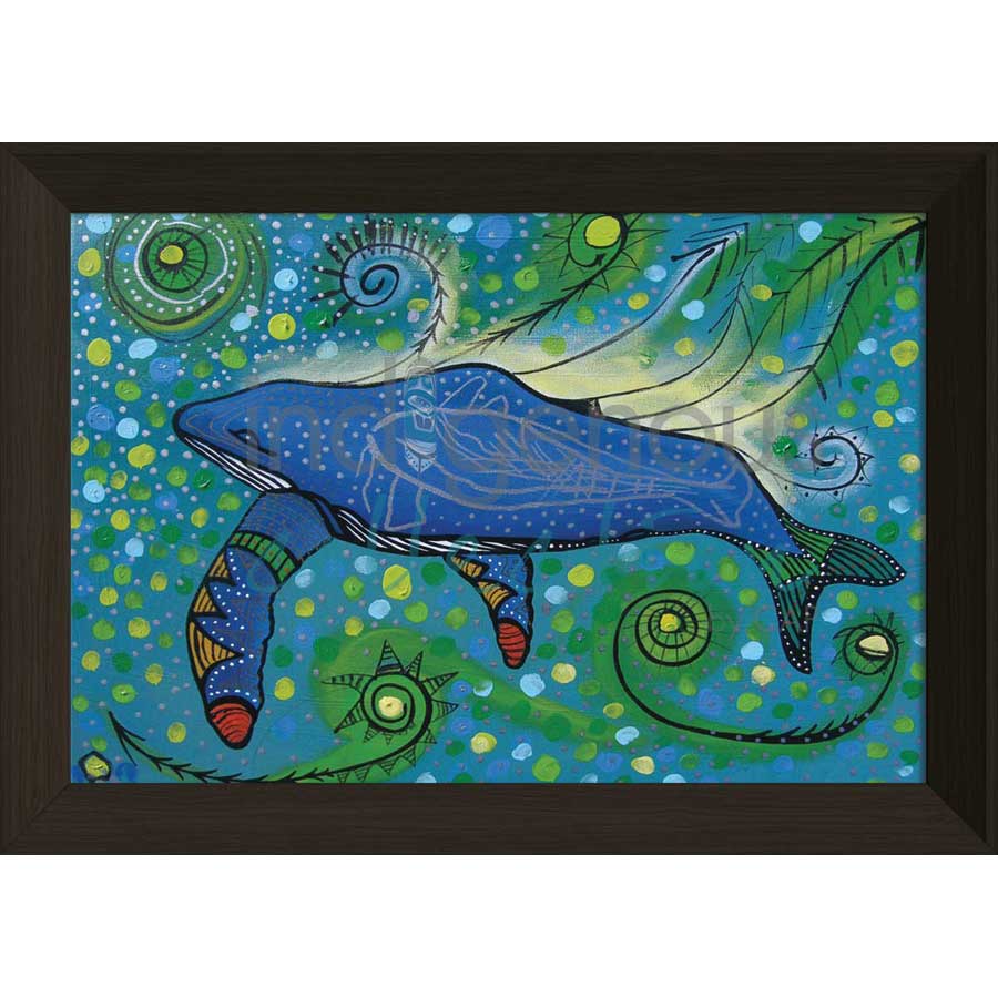Humpback Swimming with Yellow Bubbles by artist Alan Syliboy - Mi'kmaq. Indigenous Collection