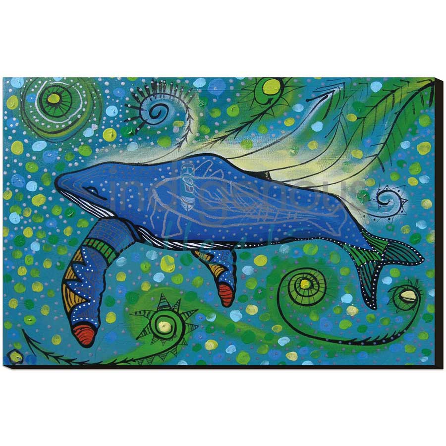 Humpback Swimming with Yellow Bubbles by artist Alan Syliboy - Mi'kmaq. Indigenous Collection