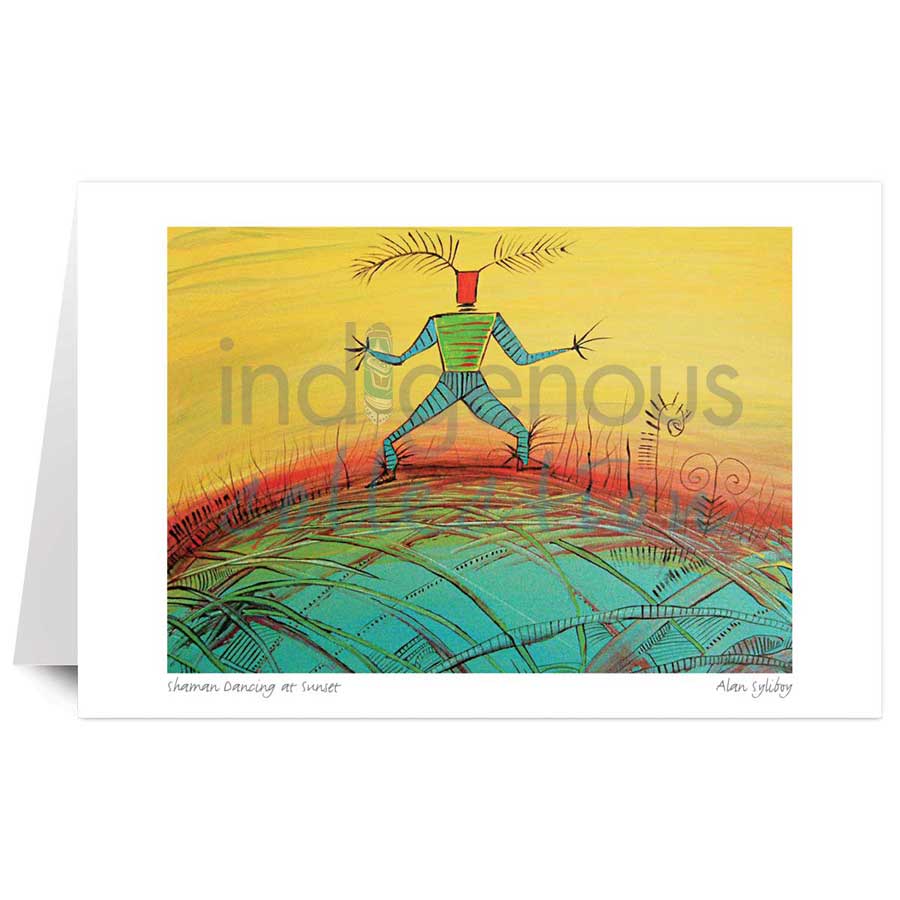 Shaman Dancing at Sunset by artist Alan Syliboy