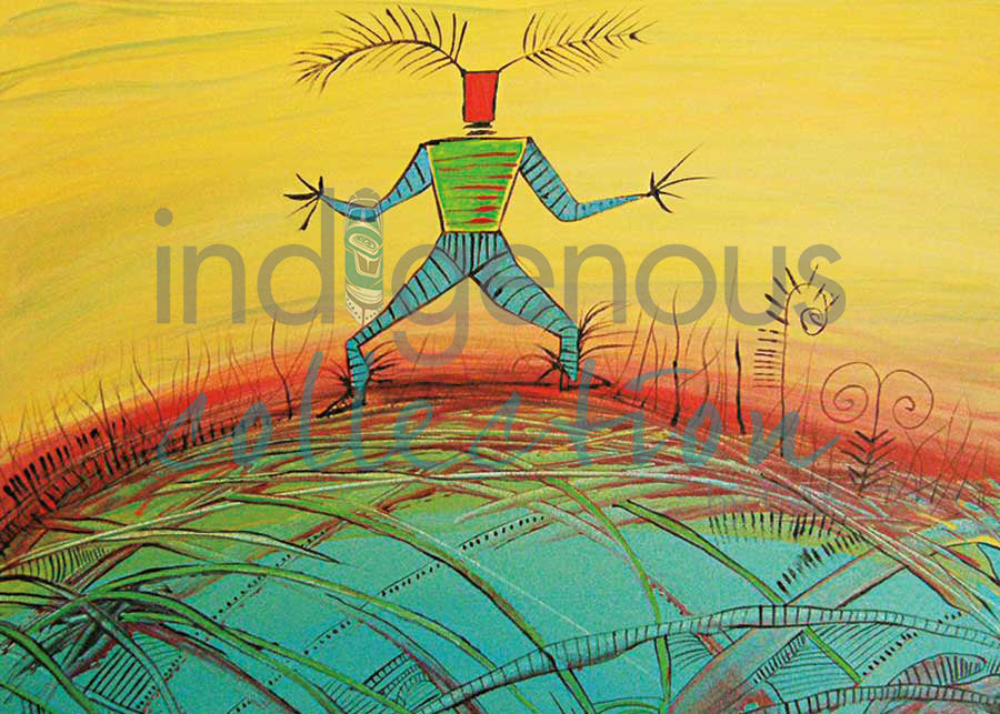 Shaman Dancing at Sunset by artist Alan Syliboy