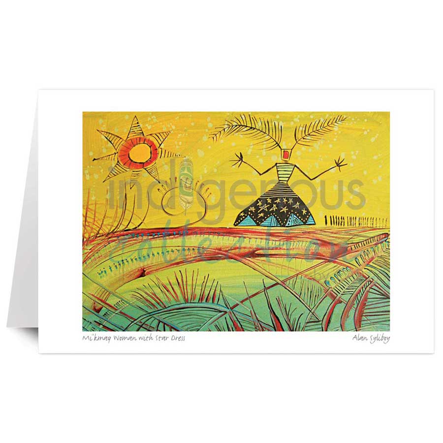 Mi‚Äôkmaq Woman with Star Dress by artist Alan Syliboy