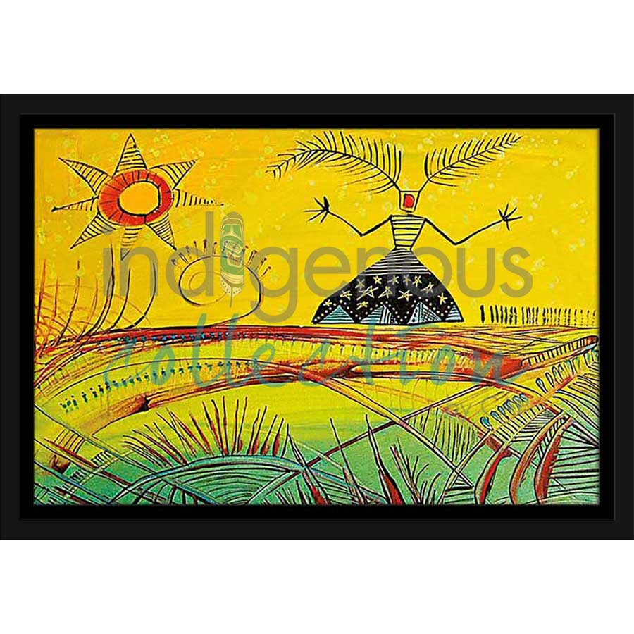 Mi’kmaq Woman with Star Dress by artist Alan Syliboy - Mi'kmaq. Indigenous Collection