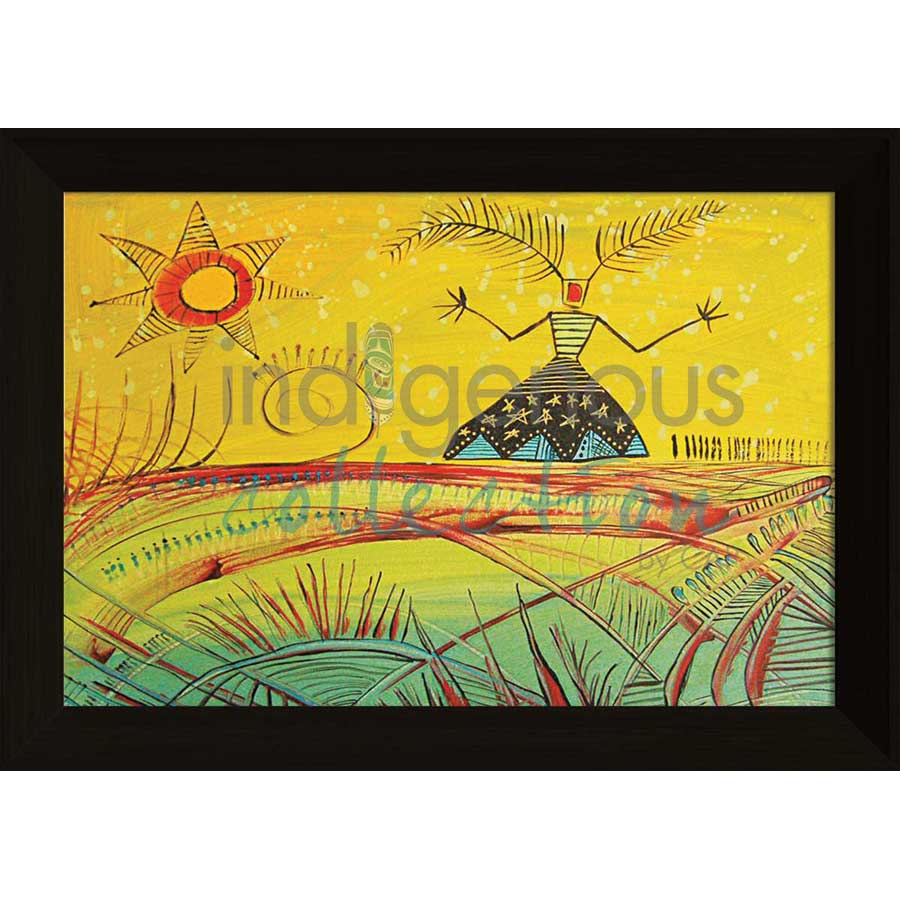 Mi’kmaq Woman with Star Dress by artist Alan Syliboy - Mi'kmaq. Indigenous Collection