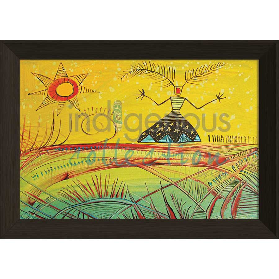 Mi’kmaq Woman with Star Dress by artist Alan Syliboy - Mi'kmaq. Indigenous Collection