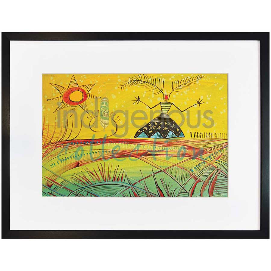 Mi’kmaq Woman with Star Dress by artist Alan Syliboy - Mi'kmaq. Indigenous Collection