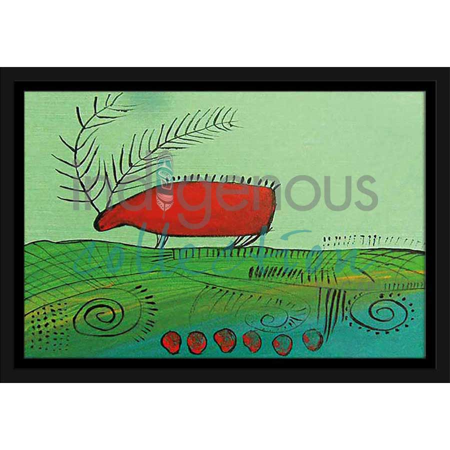 Red Caribou Eating Summer Grass by artist Alan Syliboy - Mi'kmaq. Indigenous Collection