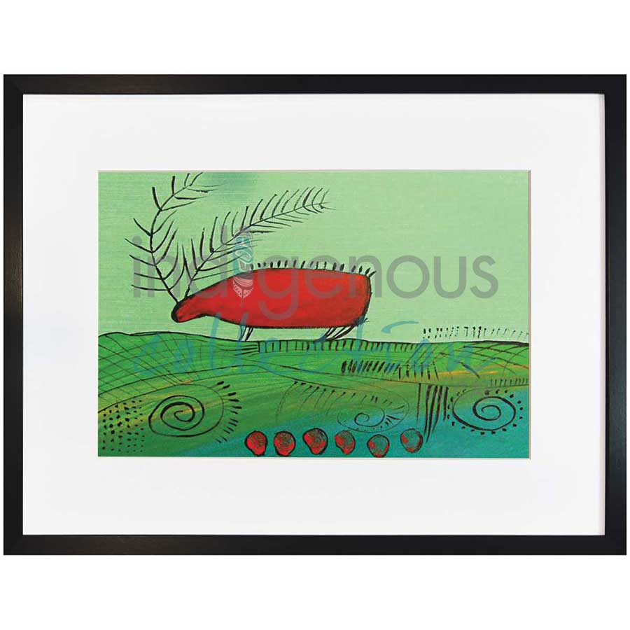 Red Caribou Eating Summer Grass by artist Alan Syliboy - Mi'kmaq. Indigenous Collection