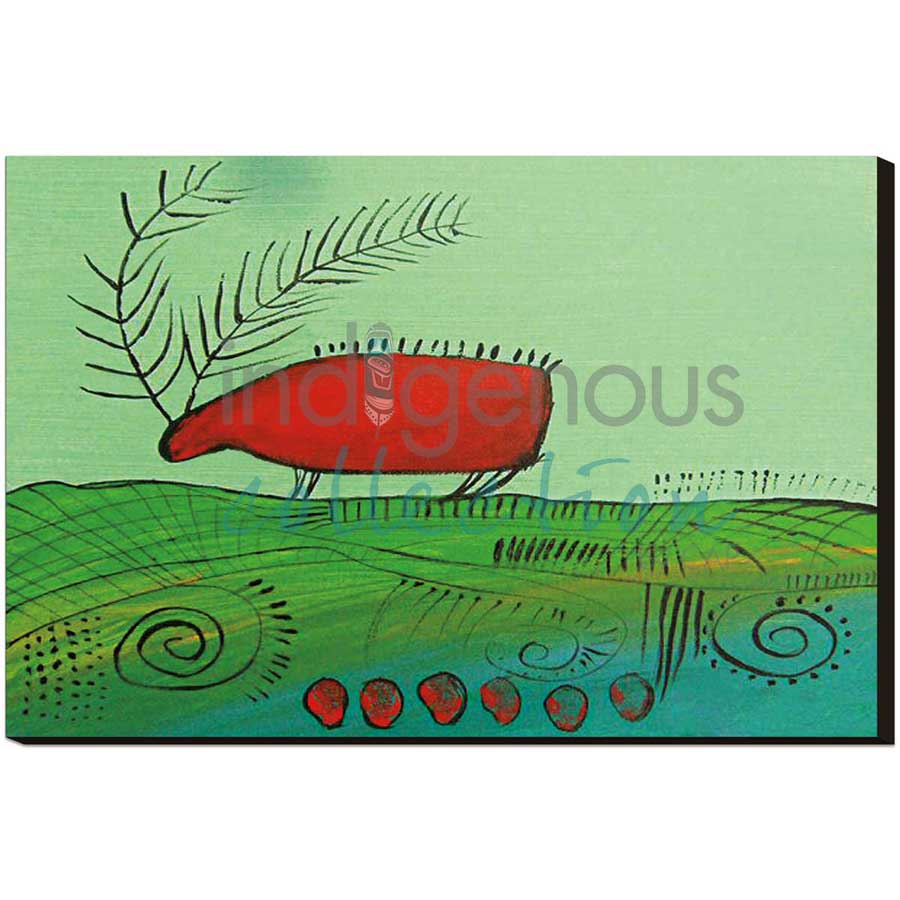 Red Caribou Eating Summer Grass by artist Alan Syliboy - Mi'kmaq. Indigenous Collection