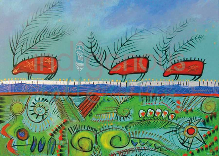 Winter Caribou  by artist Alan Syliboy