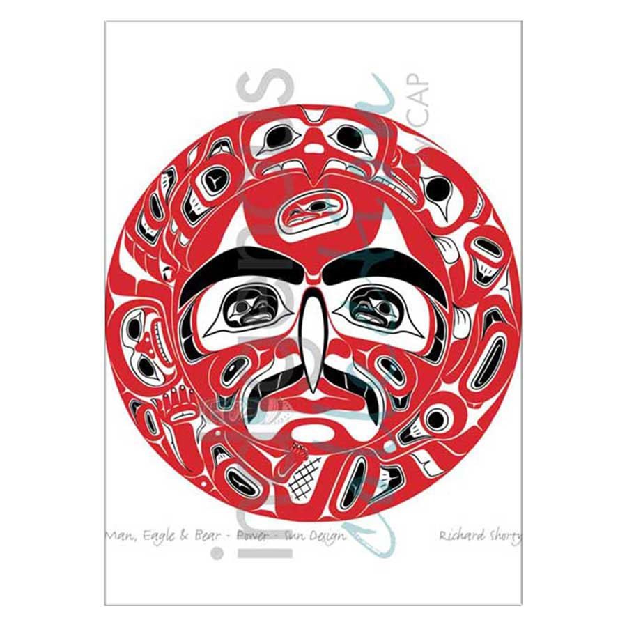 Man, Eagle & Bear - Power - Sun Design Canvas Prints