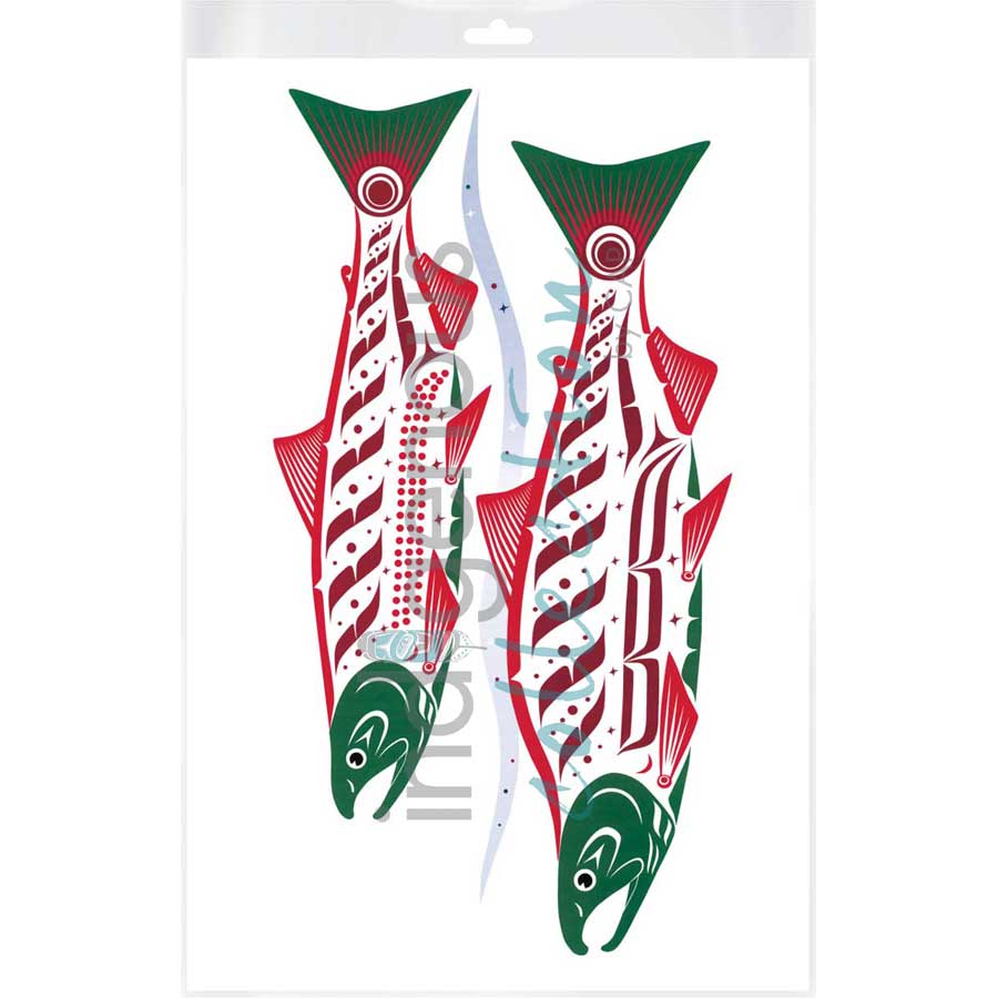 Natural Spawning Sockeye by artist Clarence Mills - Haida. Indigenous Collection