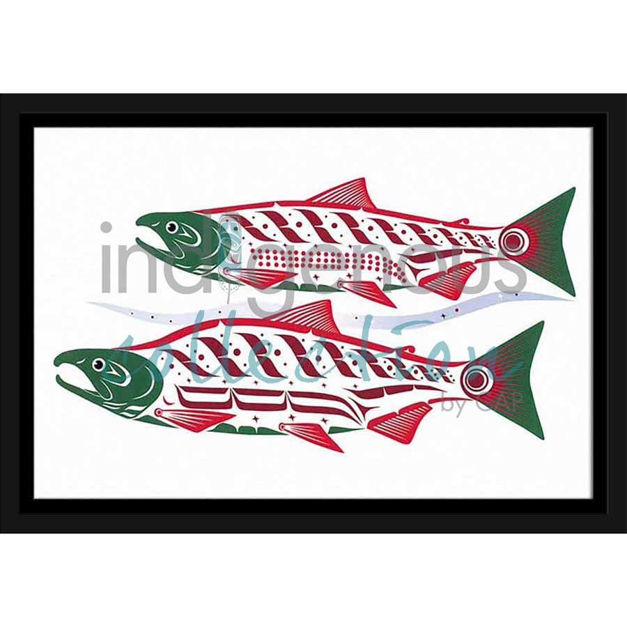 Natural Spawning Sockeye by artist Clarence Mills - Haida. Indigenous Collection